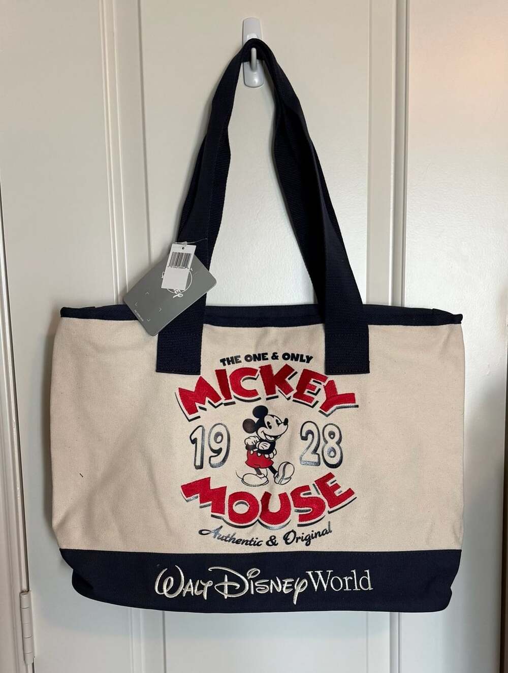 Disney Mickey Mouse 1928 Canvas Zip Tote Bag Walt Disney